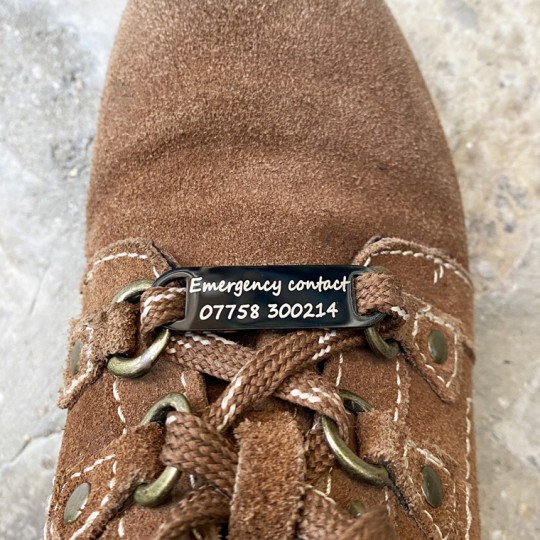 Personalised Walking Boot Shoe Tag